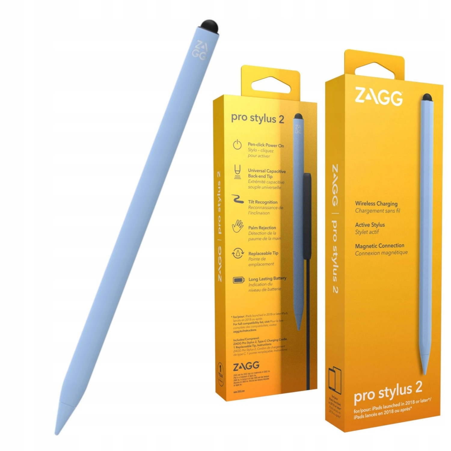 Zagg Pro Stylus2 magnetický dotykové pero pencil pre Apple iPad nabíjačka modrá