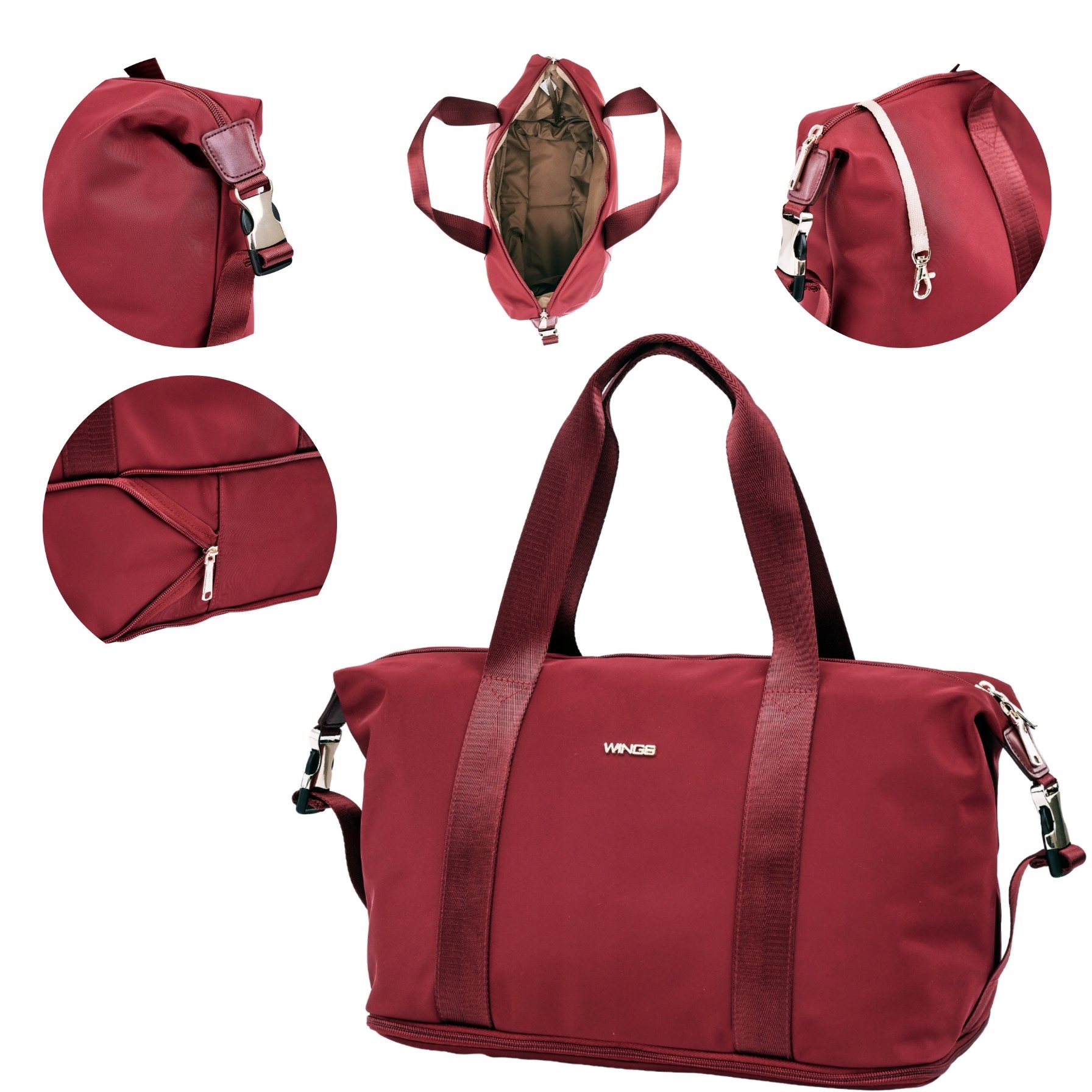 Dámská taška Wings pro městskou práci, rozšiřitelná, městská taška Dark Red
