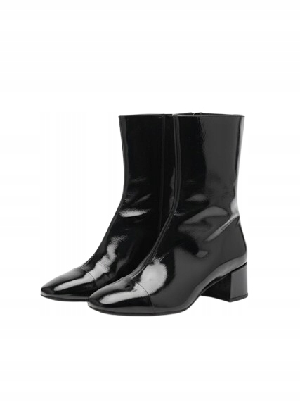Jonak Černé Lakované Kotníkové Boty Na Sloupku Před Kotníkem 41 3CH