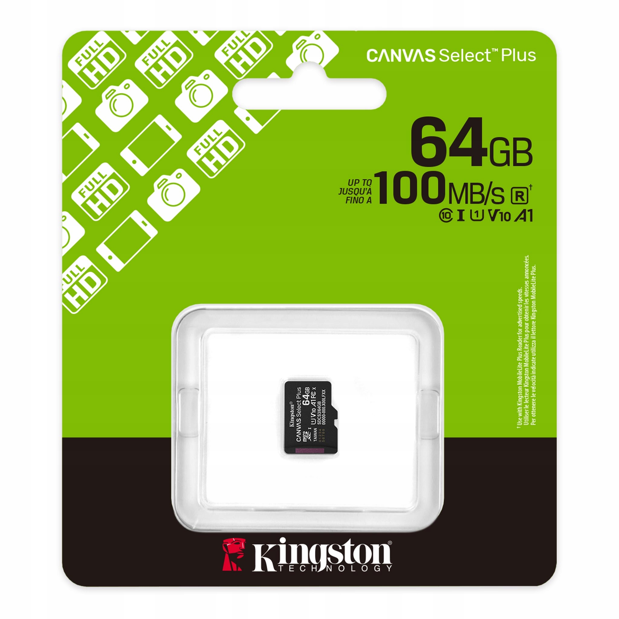 Kingston 64GB micSDXC Canvas Select Plus Gen3 100R A1 Single Pack w/o ADP — 4