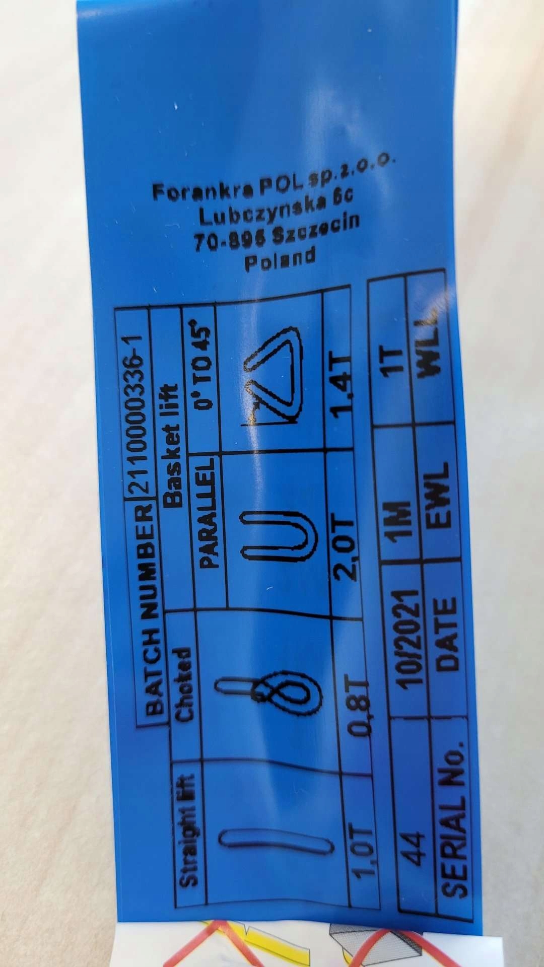 ZAWIESIE WĘŻOWE 1T 1M ZAWIESIA DŹWIGOWE obwód 2M Kod producenta 41060026F