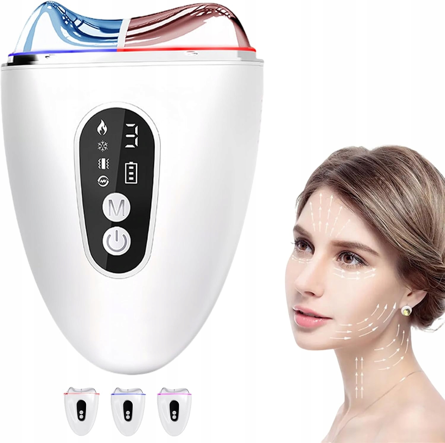 Masážní Přístroj na obličej Ems Gua Sha 4v1 lifting teplý studený Dromez