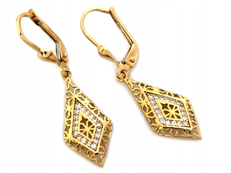 Dámské náušnice ze zlata 585 s zirkony, stylové, elegantní, 14kt