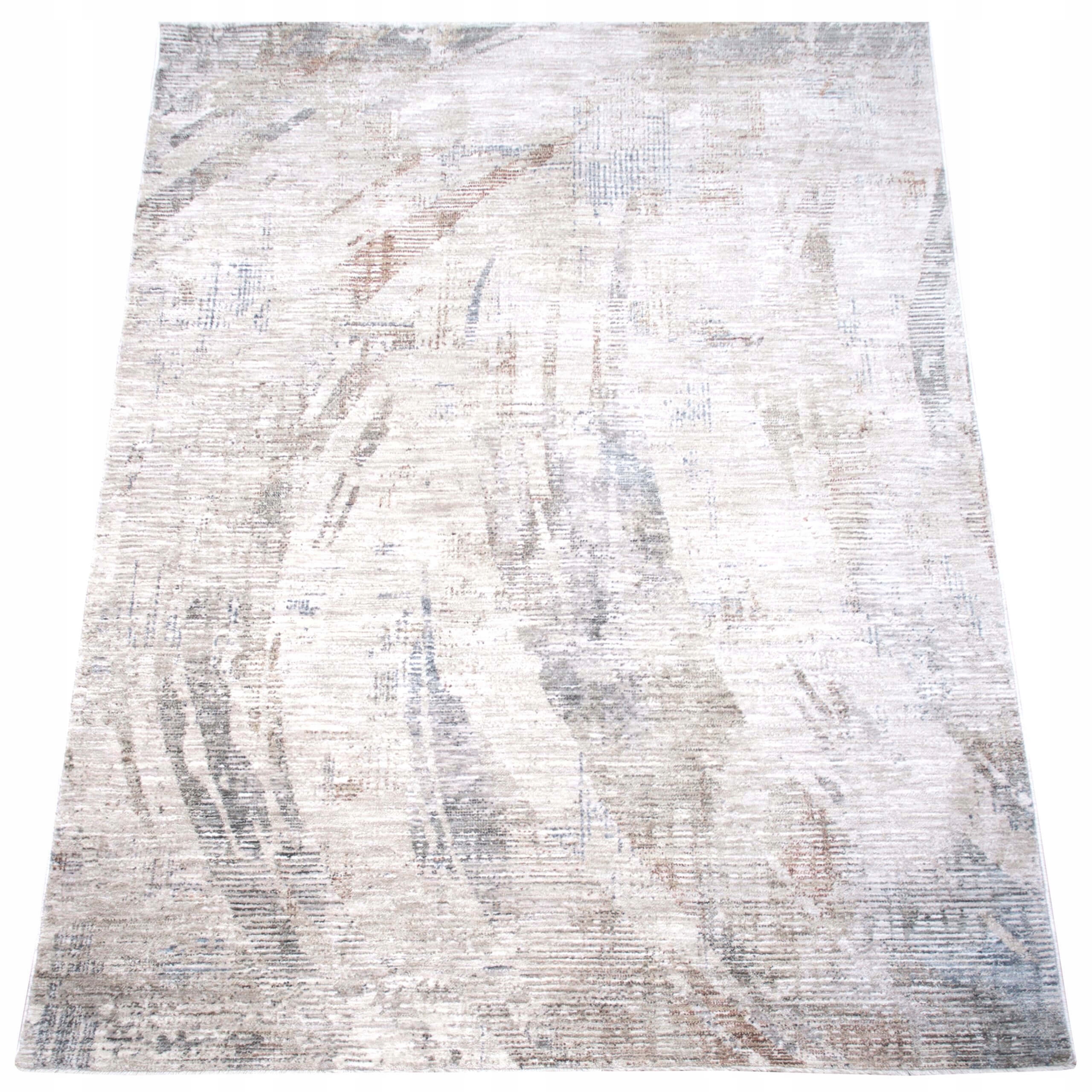 Moderný Koberec 120X170 CM Do Obývačky Abstraktný Béžový S Strapcami