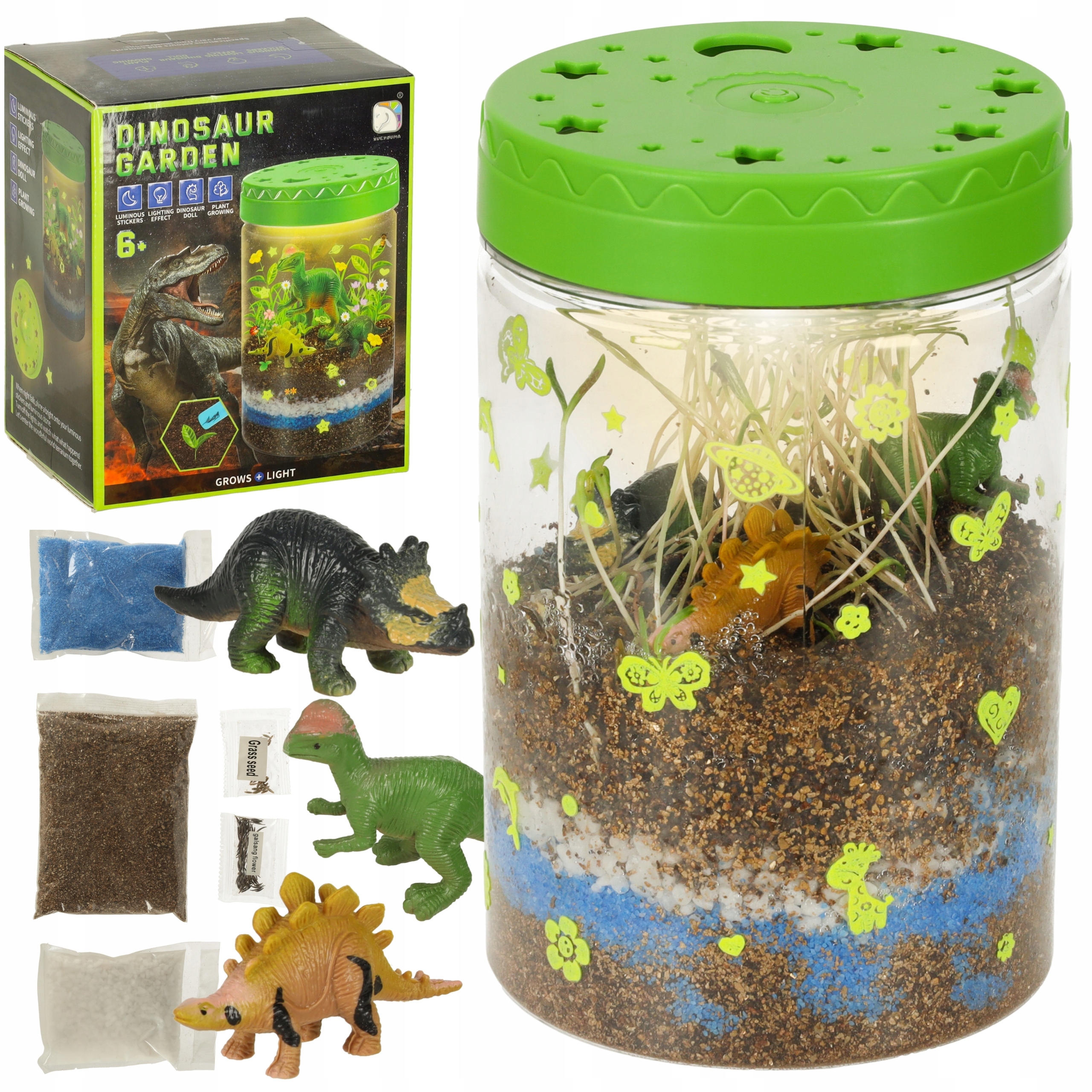 ZABAWKA EDUKACYJNA DINOZAUR TERRARIUM OGRÓD ROŚLINY PROJEKTOR LAMPKA NOCNA