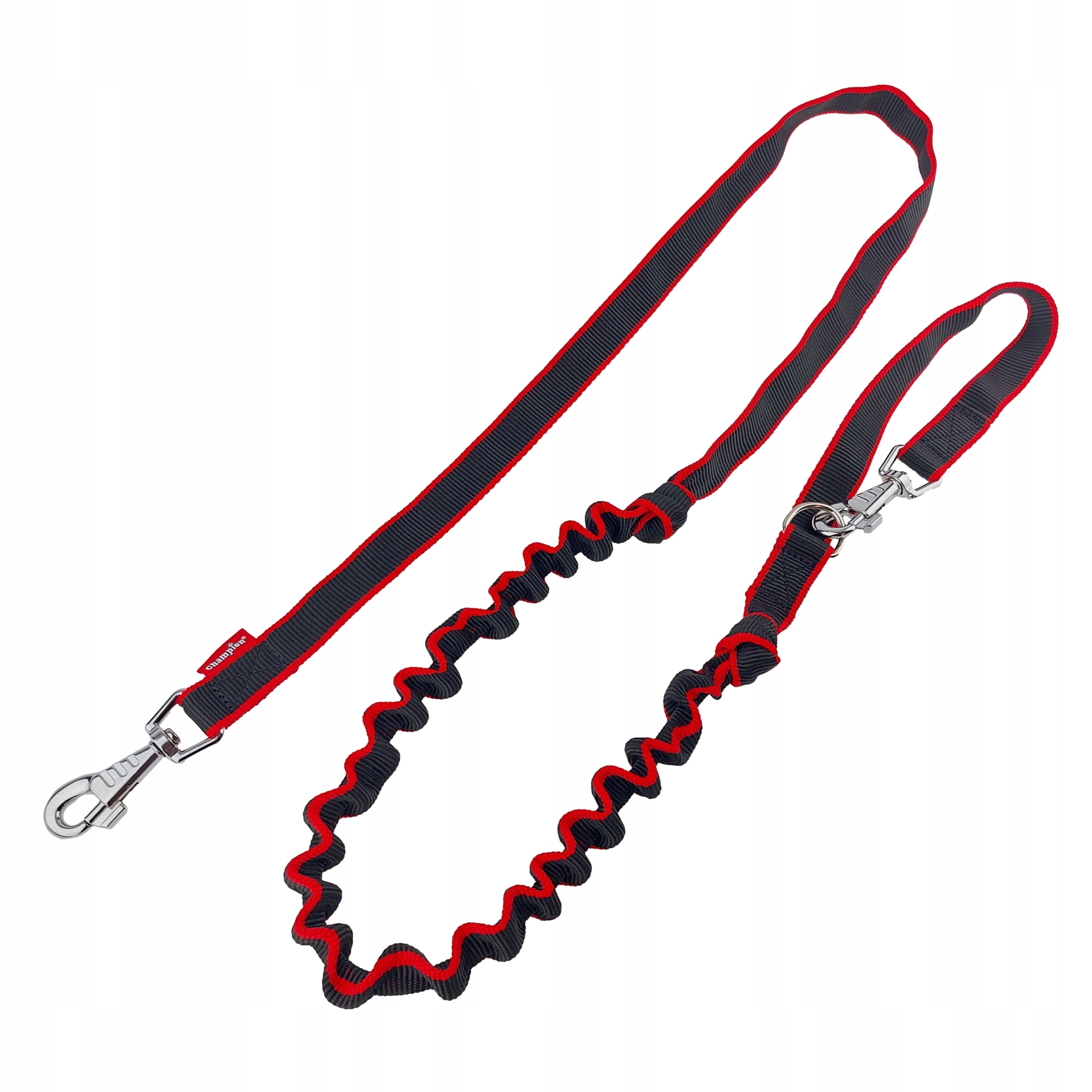 Levně Vodítko s tlumičem pro běhání pro psa 250 cm/2,5 cm Champion Černo-červená