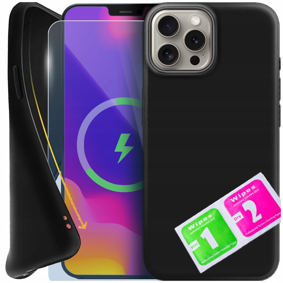 Tok tok Apple iPhone 11 Pro Max készülékhez Szilikon Matt Slim Üveg 9H