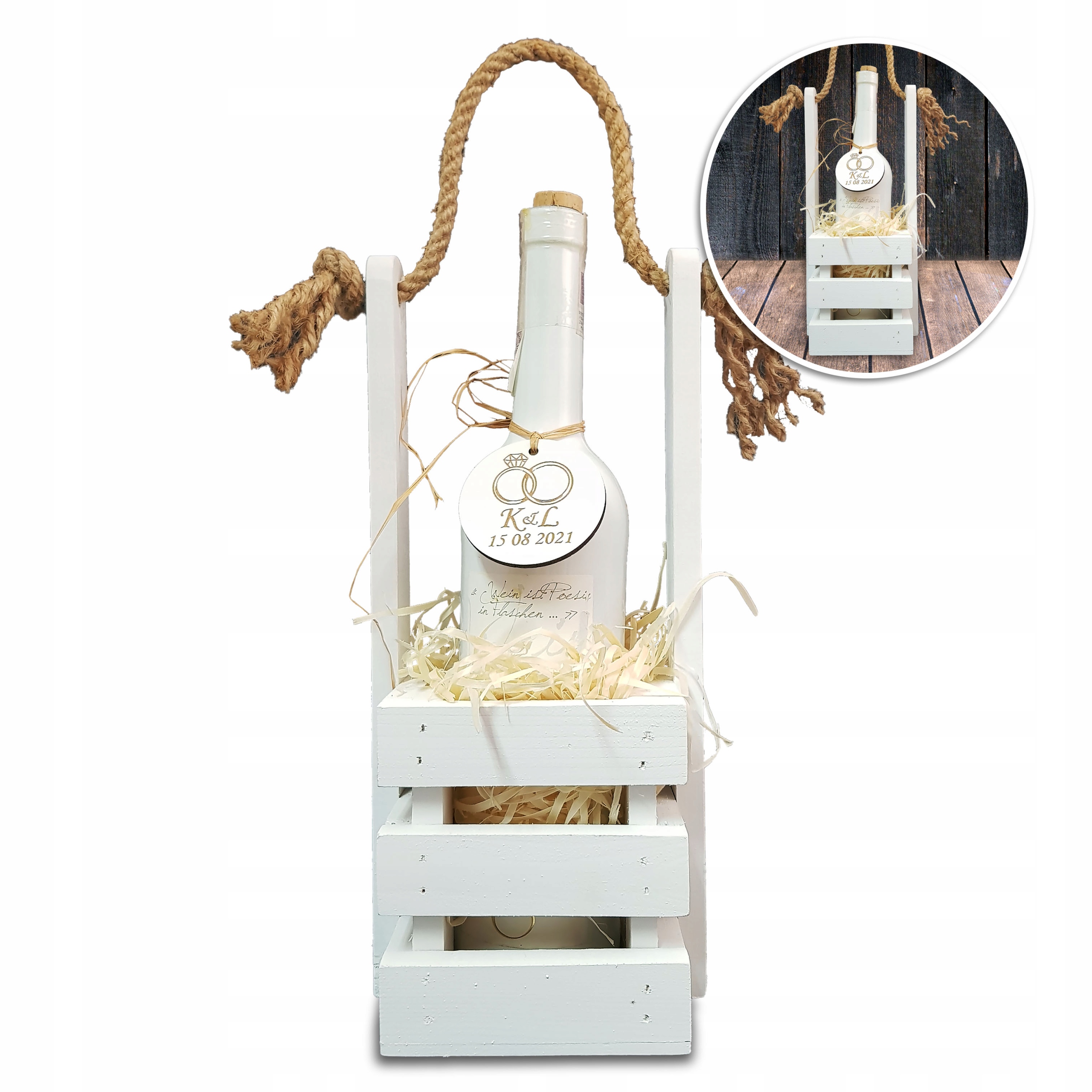 

Skrzynka Na Wino Nosidło Na Ślub +winietka