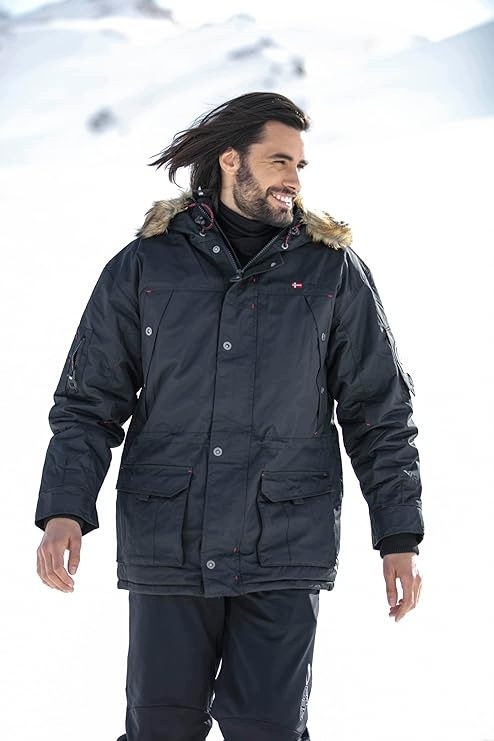 Geographical Norway Černá Parka S Kapucí A Kožešinovým Okrajem M 7FA
