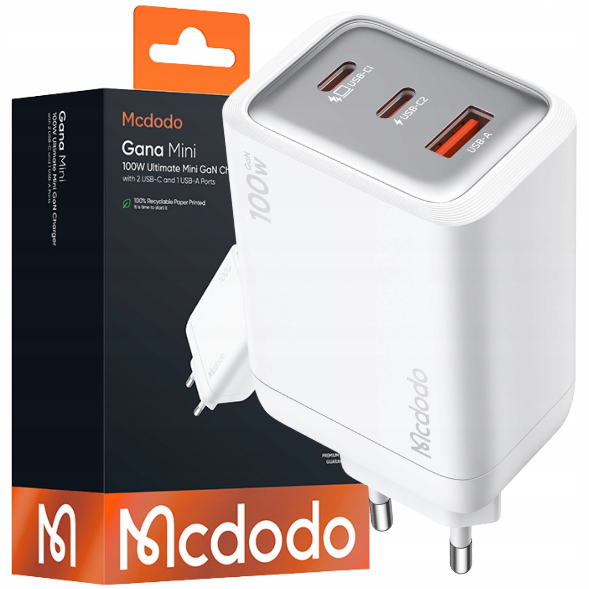 Mcdodo Síťová Nabíječka Napájecí Adaptér Kostka 3X Usb-c Pd Usb 100W Bílá