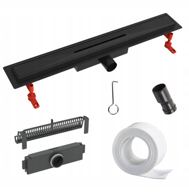 Lineární odtok vestavěný nízký úzký odtok Bonus Aisi 304 Xilo 600 Černý