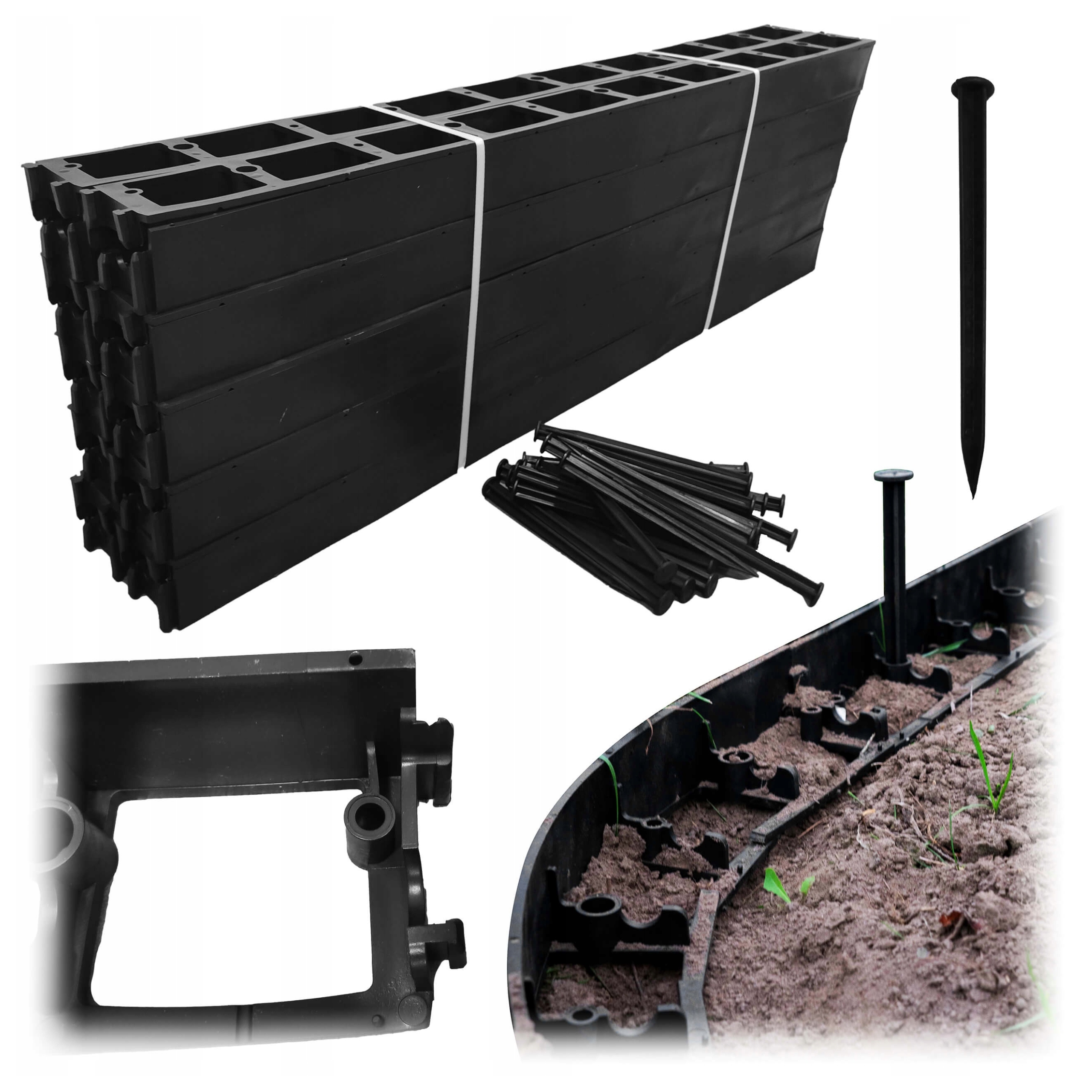 Obrzeże trawnikowe Obrzeża Ogrodowe Plastik 4,5cm 20m 60 kotew StellaBORD