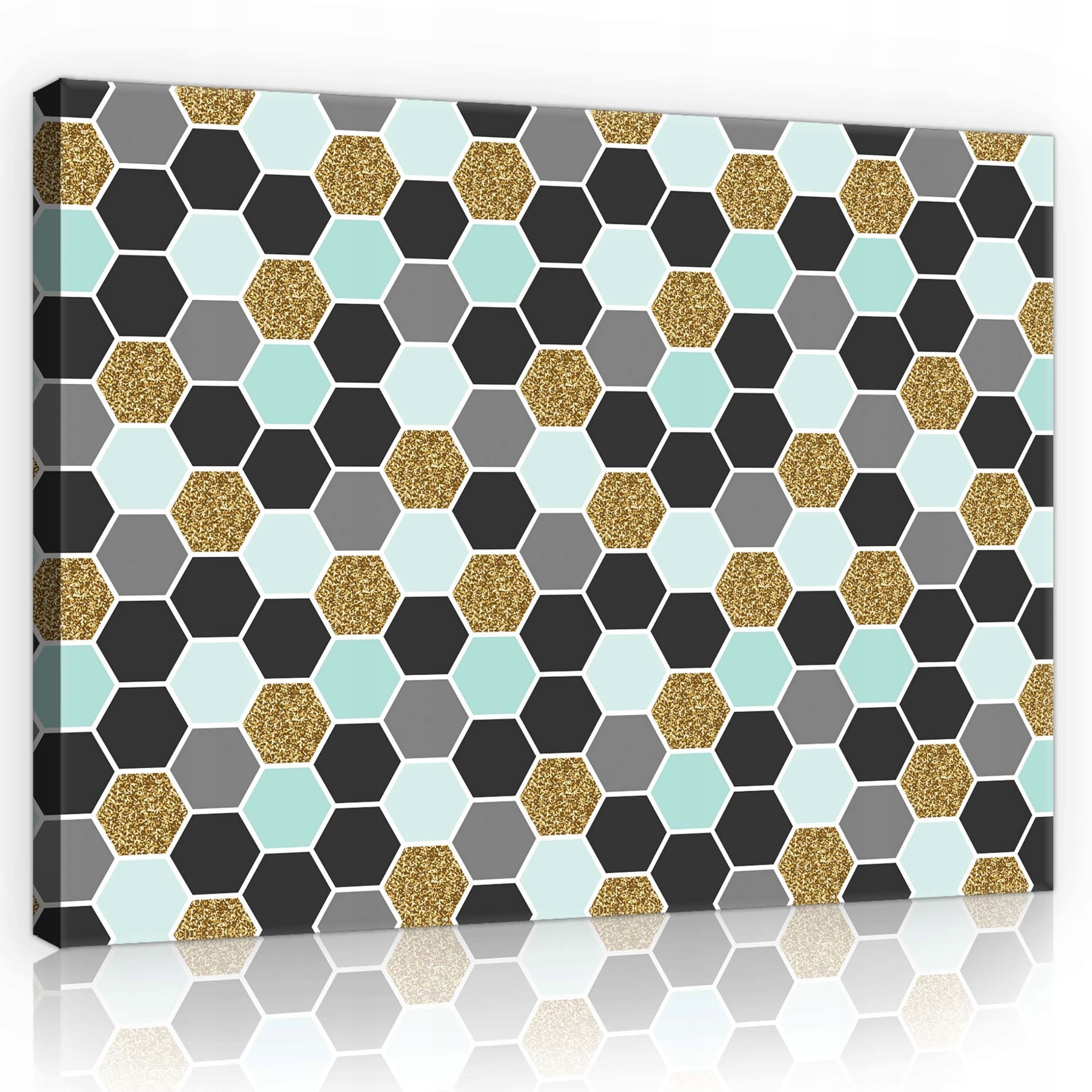 Obraz 80x60 Geometrický vzor hexagony zlatý brokát moderní design