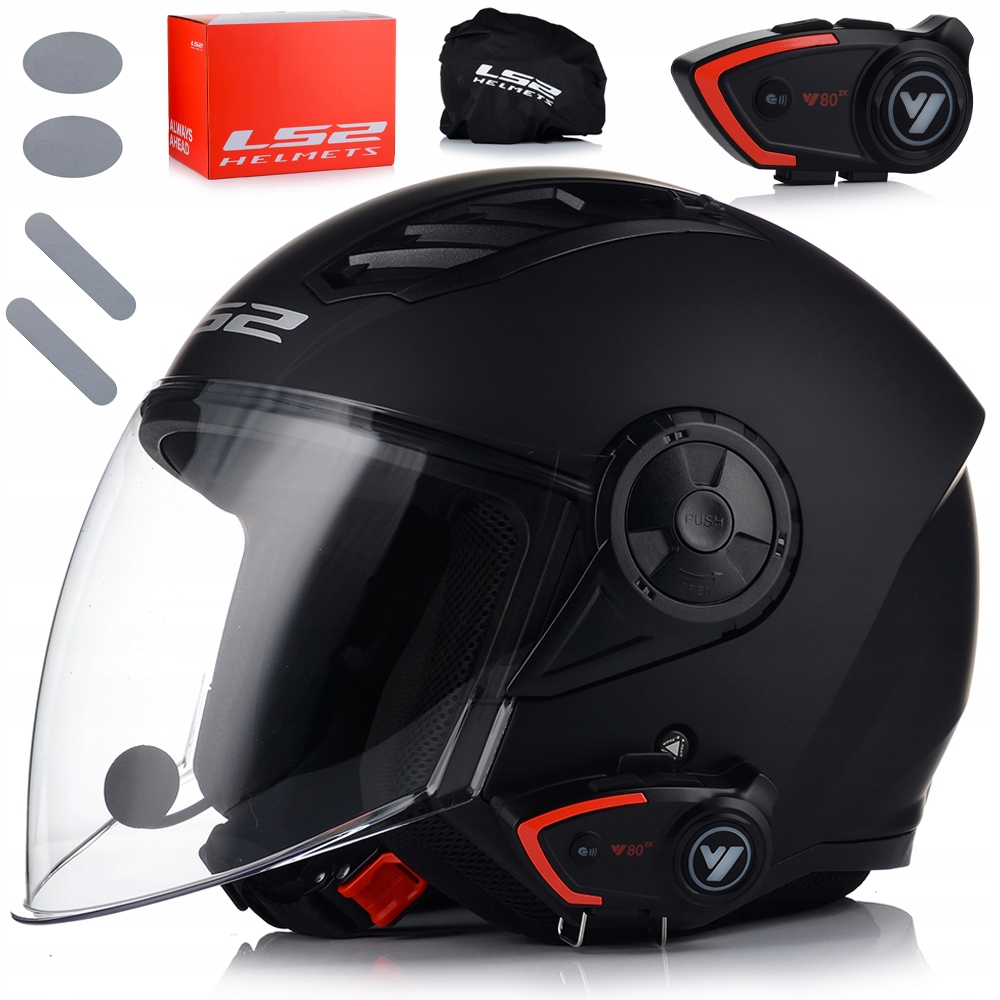 Otvorená Motocyklová Prilba LS2 OF616 II Čierna Matná Bluetooth Interkom