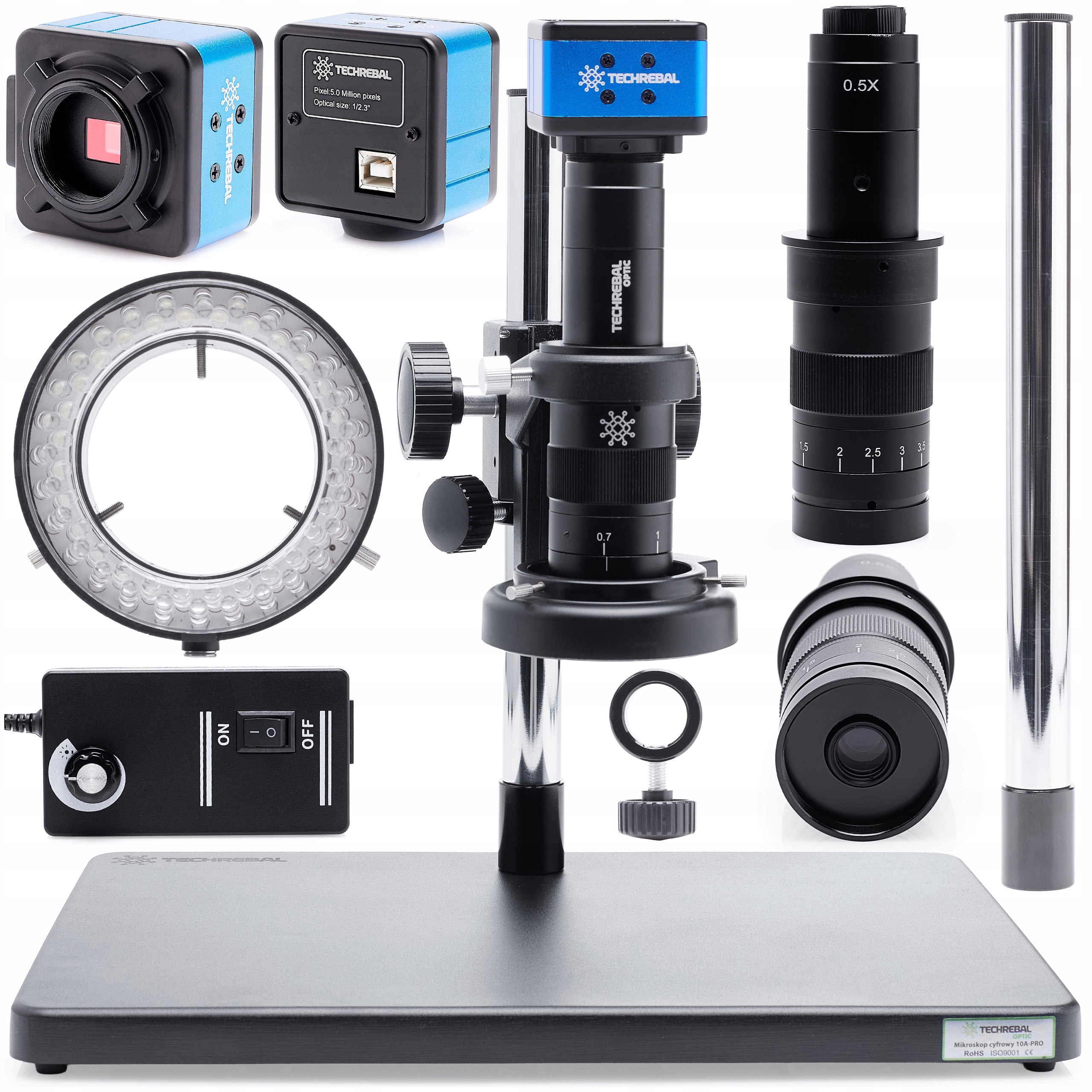 Digitální Mikroskop Techrebal 10A S Osvětlením Kamera T250 5MP Usb Sada