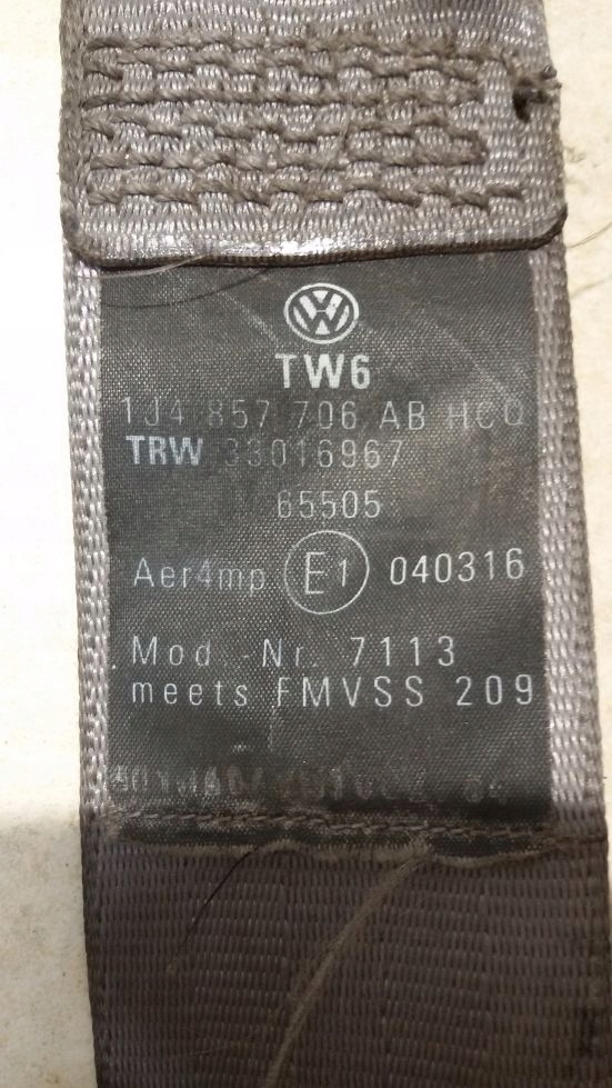 tension belt safety right front VW BORA 1.9 TDI 1J4857706AB