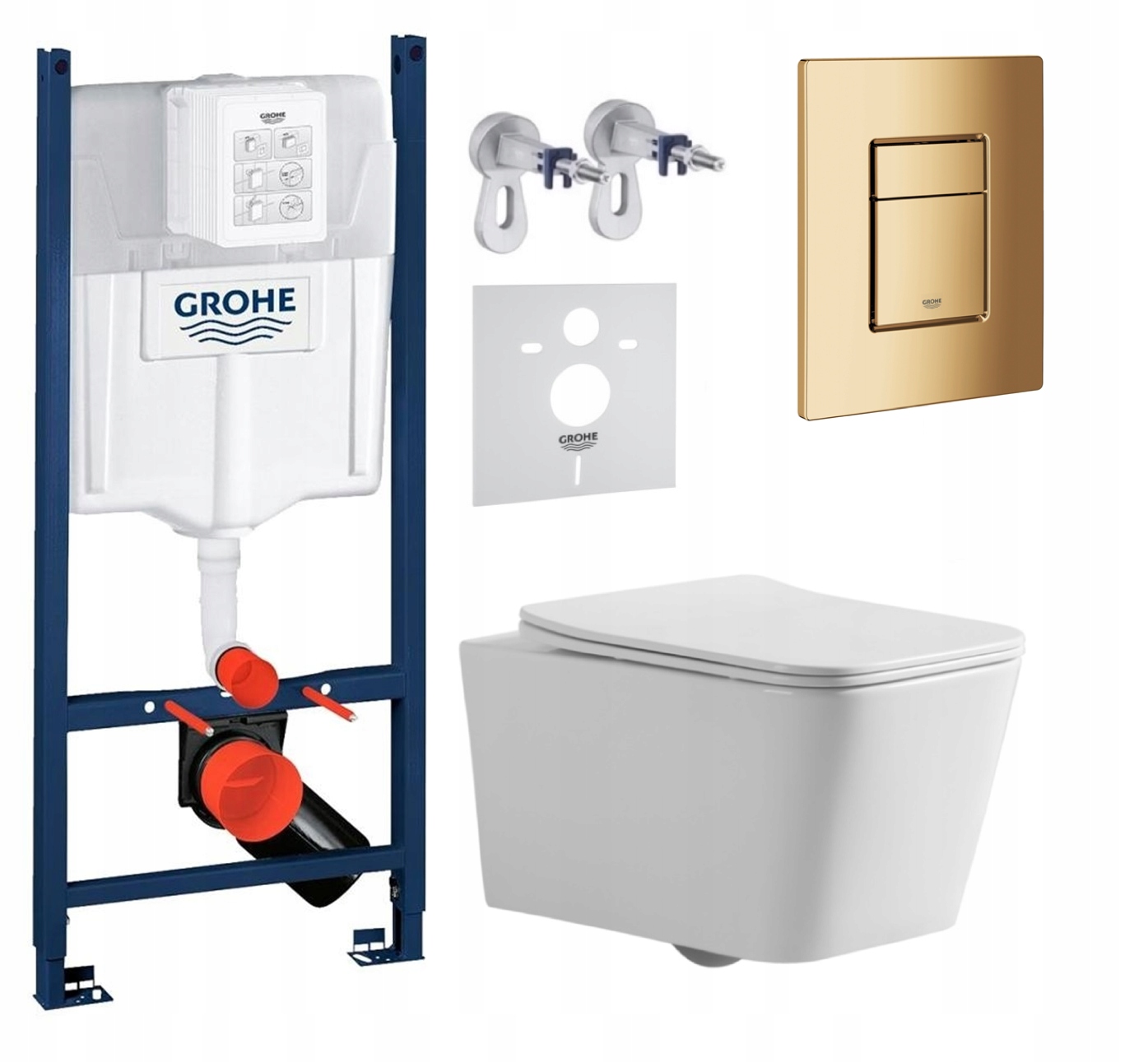 Sada Grohe s Wc misou Imprese Bilovec Tornado a zlatým tlačidlom Fresh