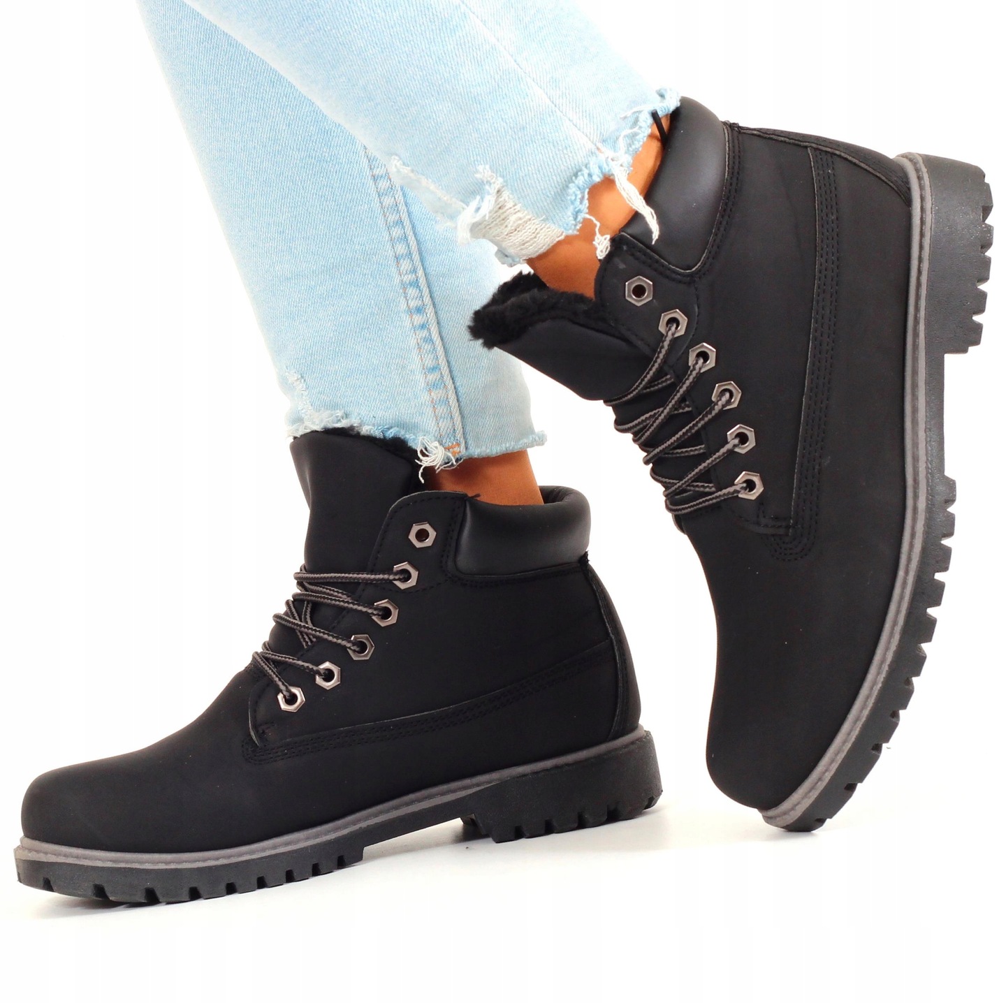 BUTY ZIMOWE DAMSKIE OCIEPLANE TRAPERY BOTKI TIMBERKI Rozmiar 38