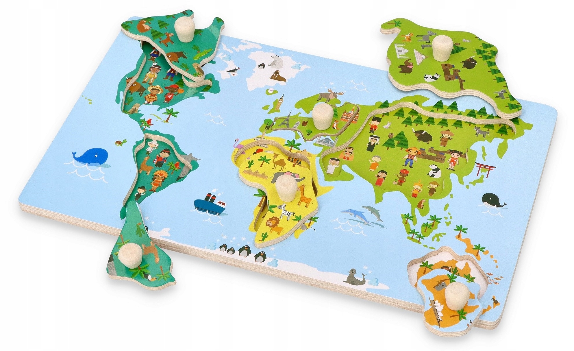 

Mapa świata Układanka z drewna dla dzieci Adamtoys