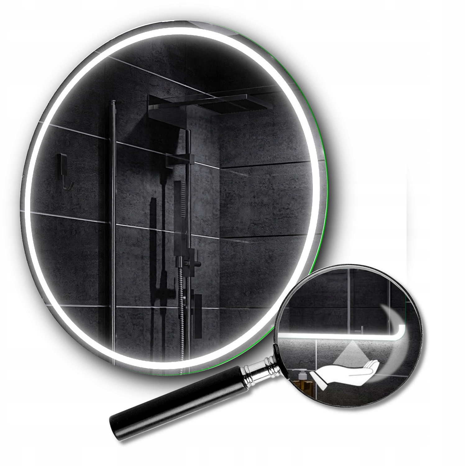 

Okrągłe Lustro Led 60 cm Włącznik Sensorowy Ruchu