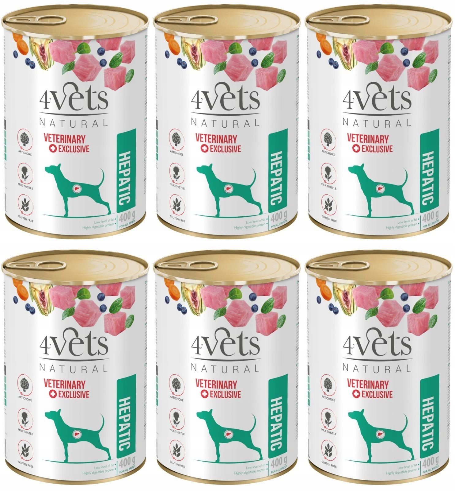 Levně 4Vets Natural Dog Hepatic 6 plechovek 400 g