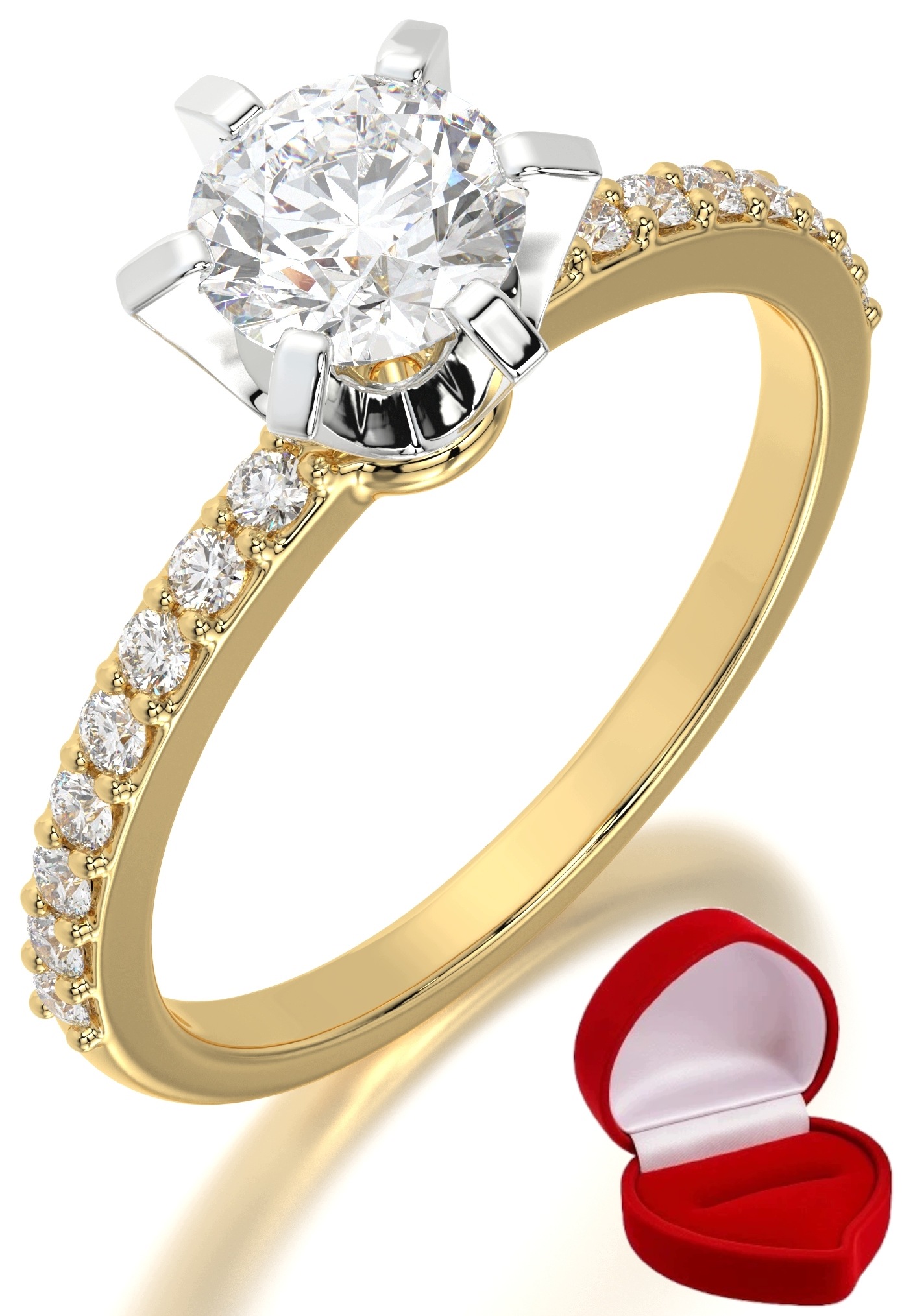 Zlatý Prstýnek 585 14k Diamant Lab Brylant 0,70 ct R20