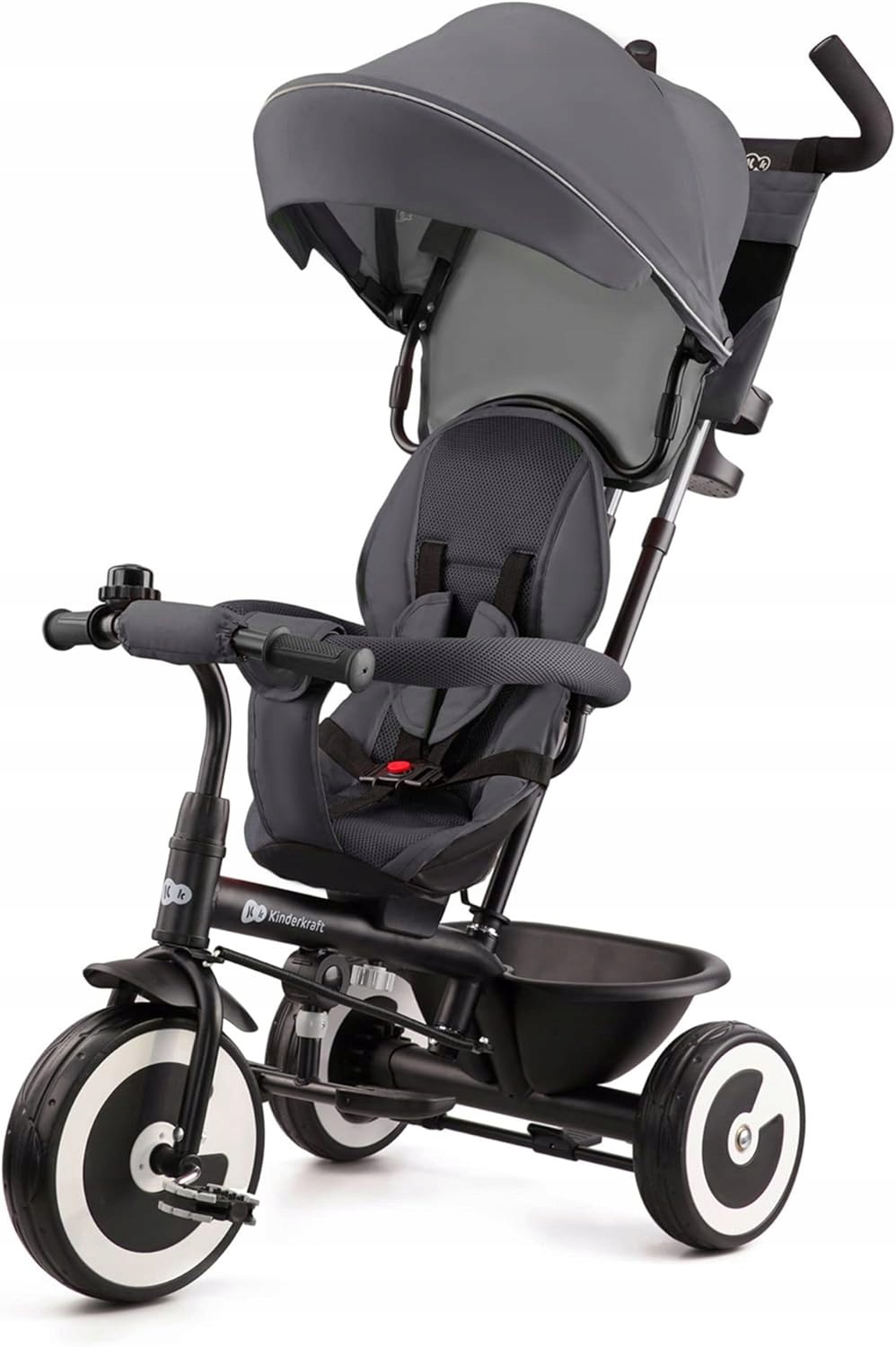 Rowerek trójkołowy Kinderkraft Aston 9m+ z pchaczem szary