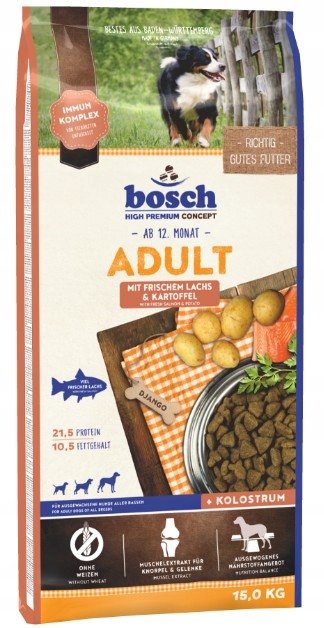 Levně Kompletní krmivo pro psy s lososem, bramborami a vitamíny Bosch 15 kg