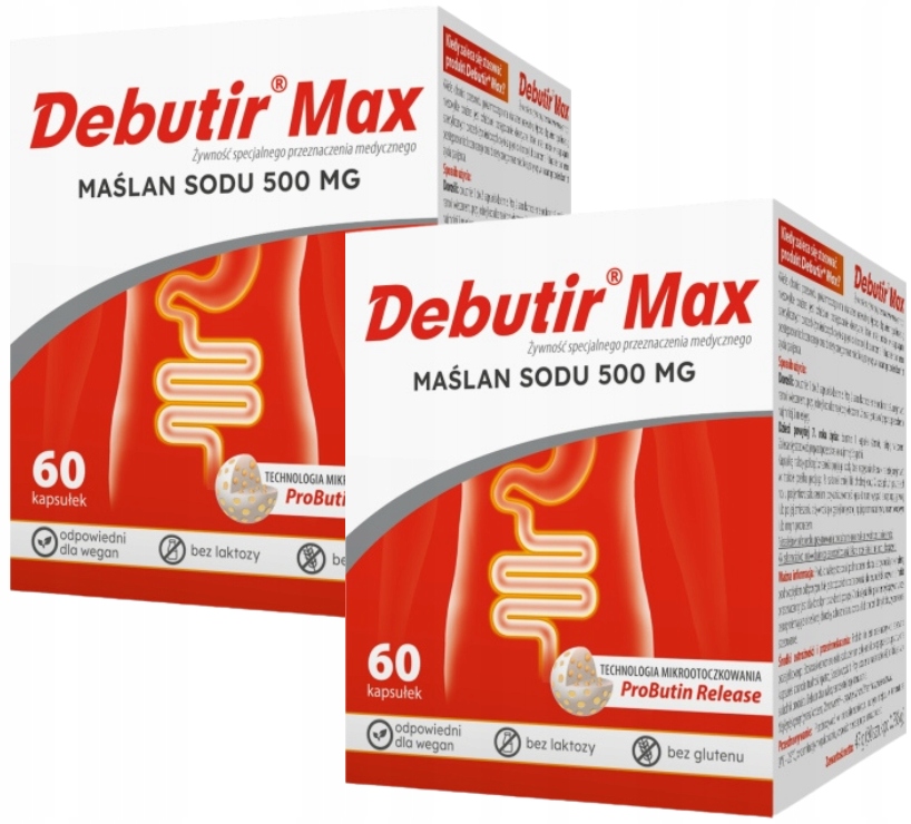 Debutir Max maślan sodu 500 mg zespół jelita drażliwego Ibs 2x60 kapsułek