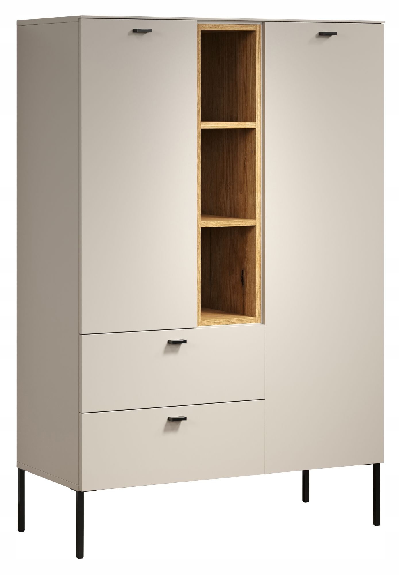 Komoda wysoka z szufladami kaszmir dąb do salonu 140cm Orbit