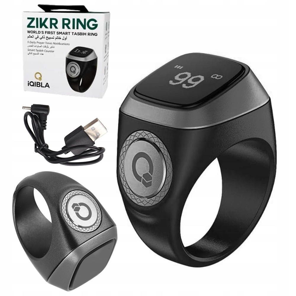 Uniwersalny Smart Ring 22mm Licznik Modlitw Tasbeeh Bluetooth Czas Data Usb
