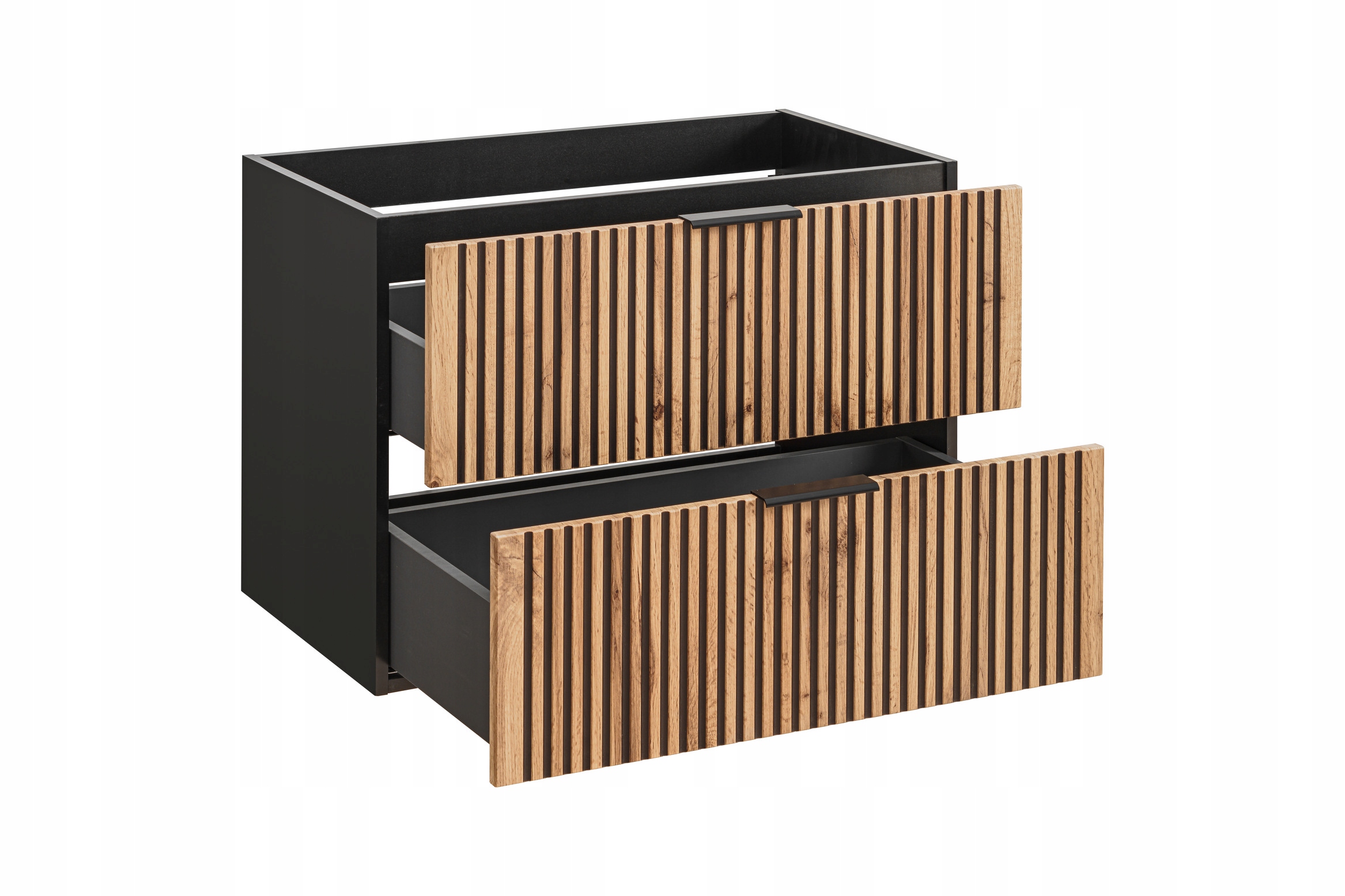 WISZĄCA Szafka do Łazienki CZARNA 80 cm Blat RYFLE Głębokość mebla 46.5 cm