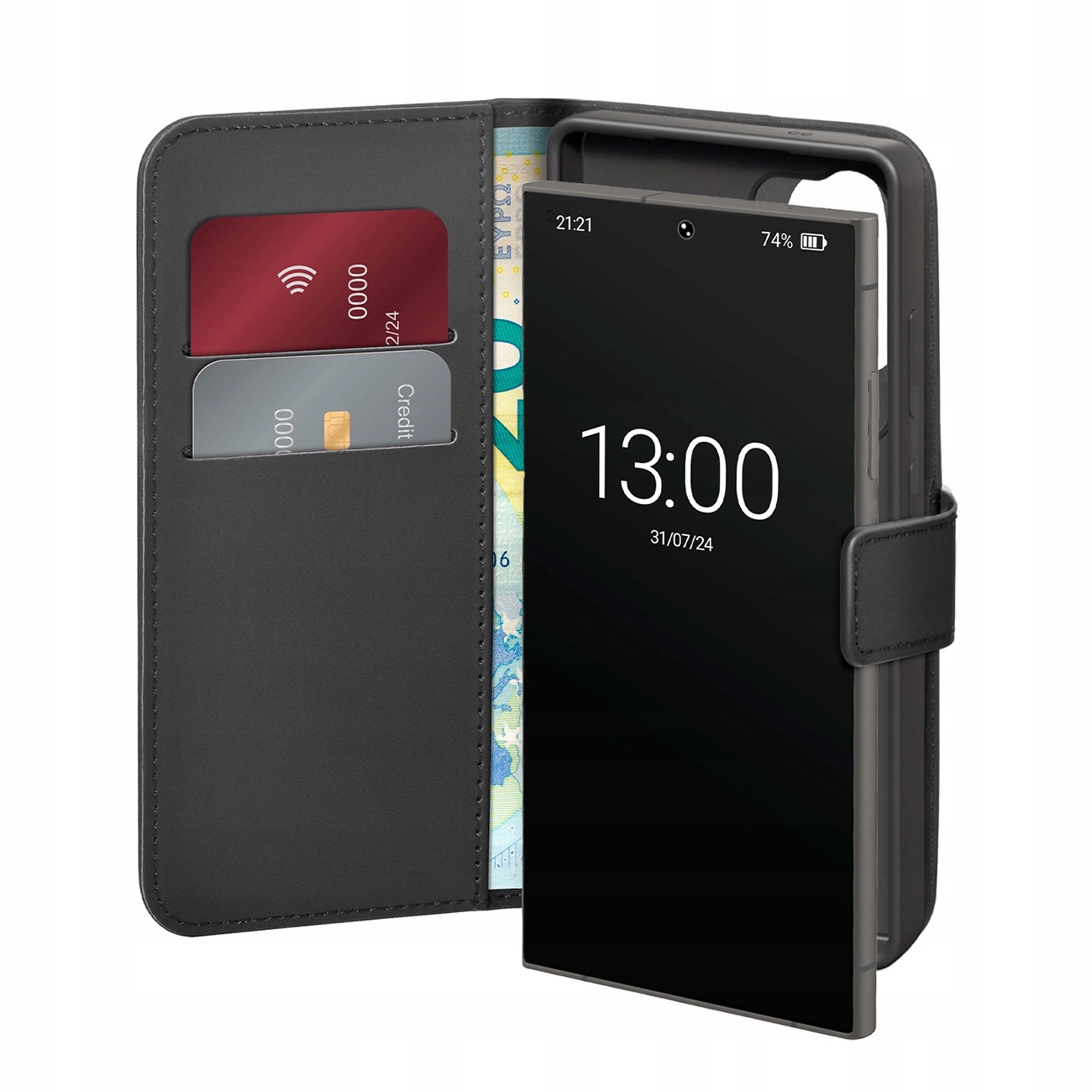 Etui z ekoskóry Puro Booklet Case z klapką i portfelem do Samsung Galaxy S2