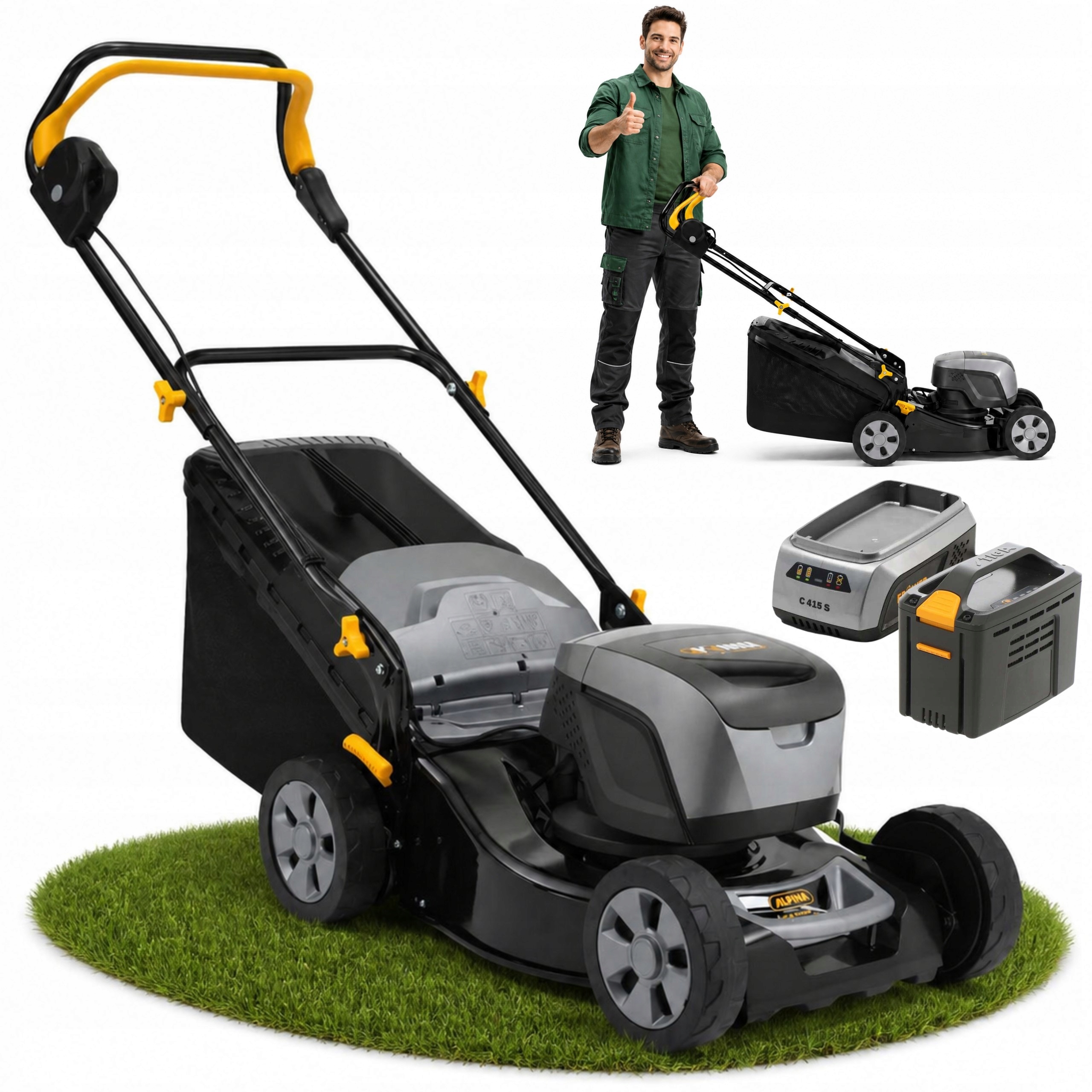 Akumulátorová kosačka Alpina AL5 4148 Li Kit 41 cm 60L 48V 4Ah Nabíjačka