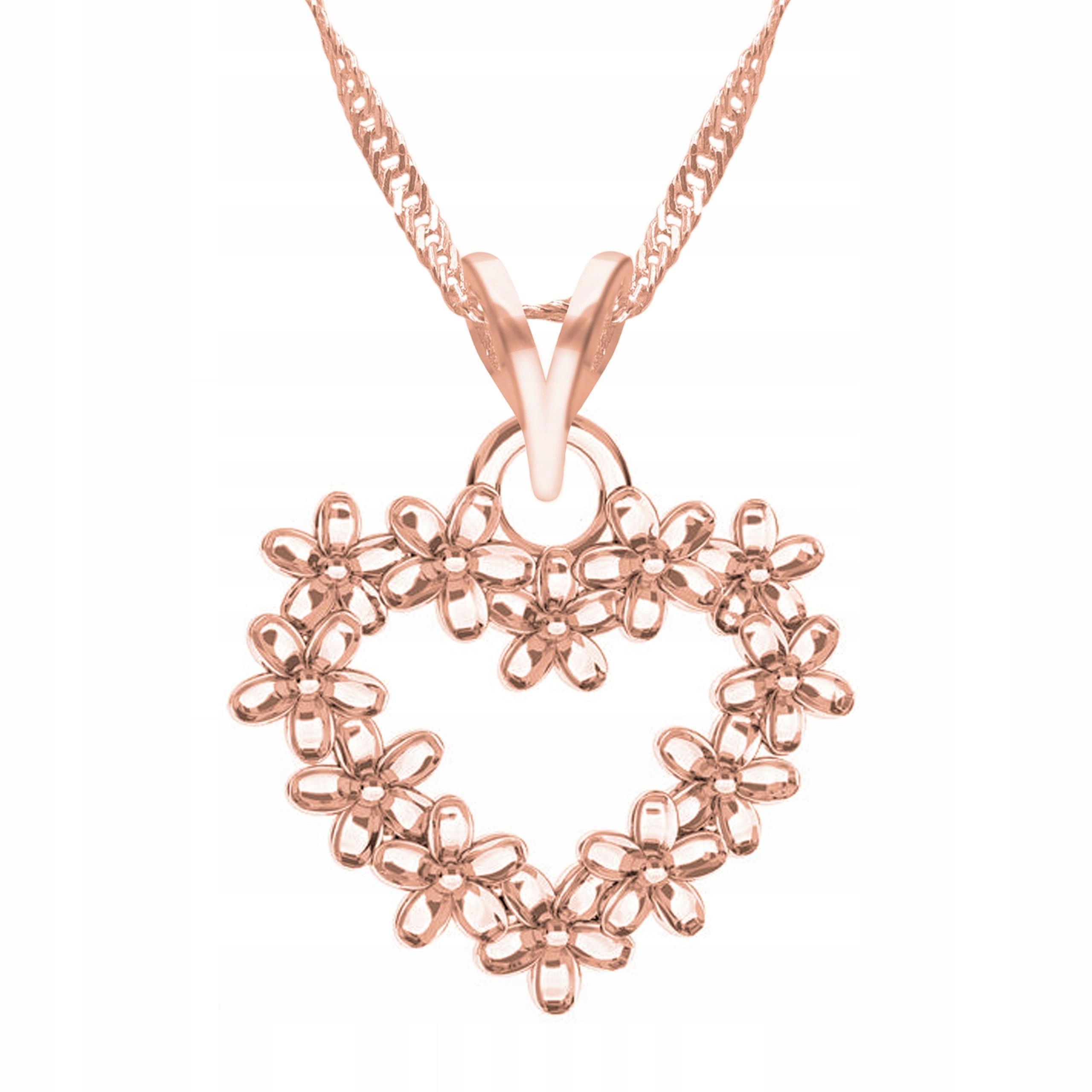 Náhrdelník Pozlacené srdce s květinami Růže Srdíčko Květina Stříbro 925