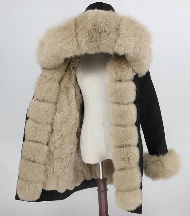 Kurtka Parka Futro naturalne Królik Lis Jenot 42XL Marka inna