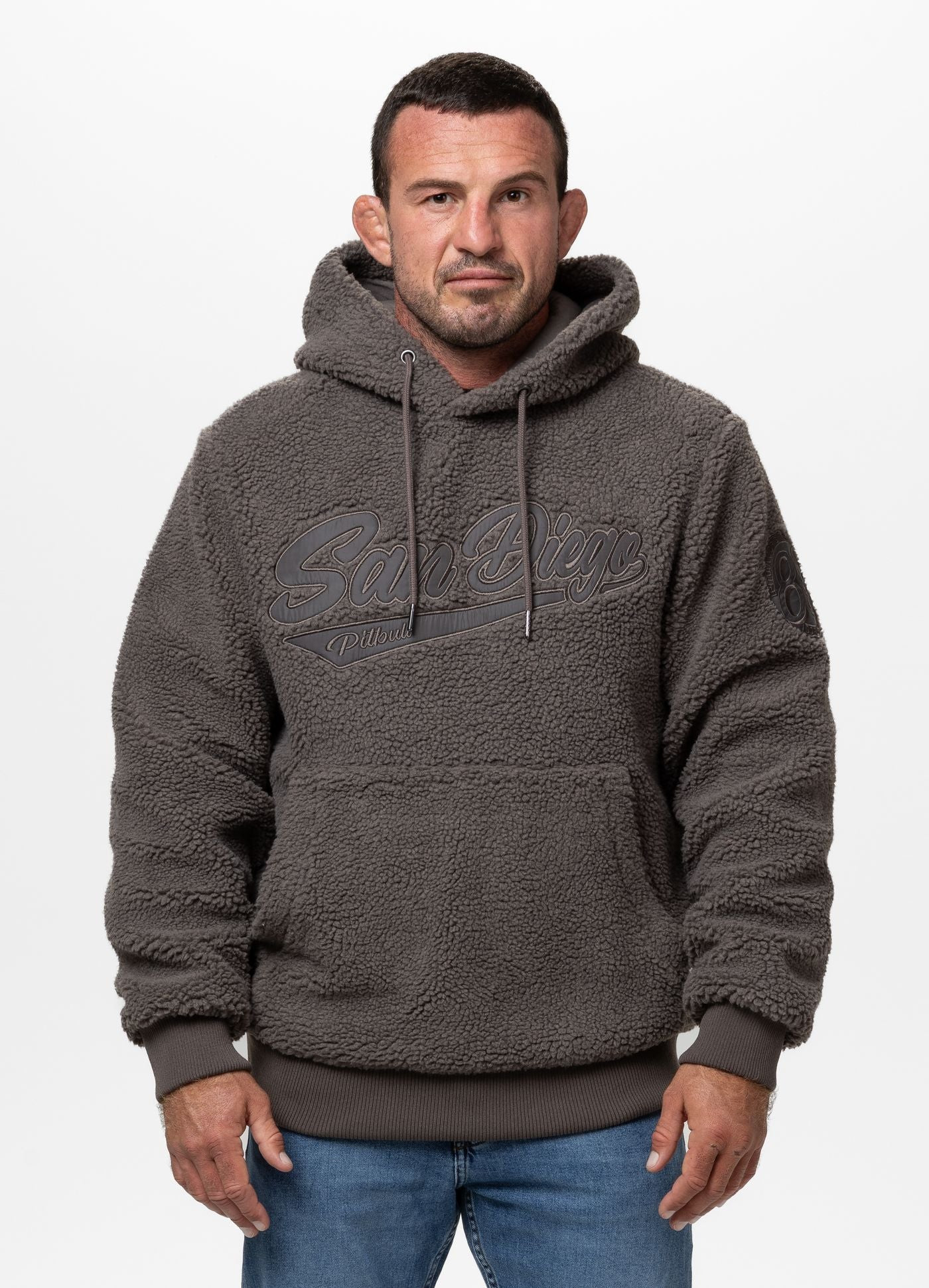 Plyšová Pánská Mikina S Kapucí Pit Bull Galaxy Taupe XL