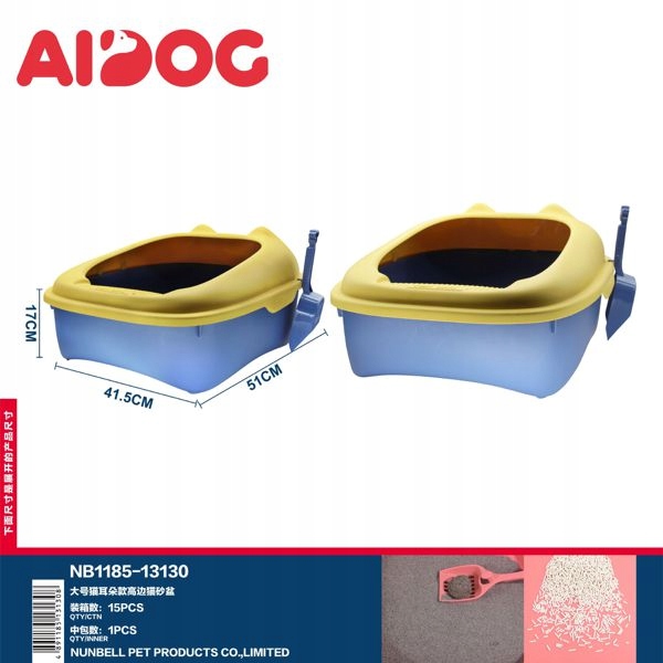 Levně Velká toaleta pro kočky s ušima – vysoká, barevná