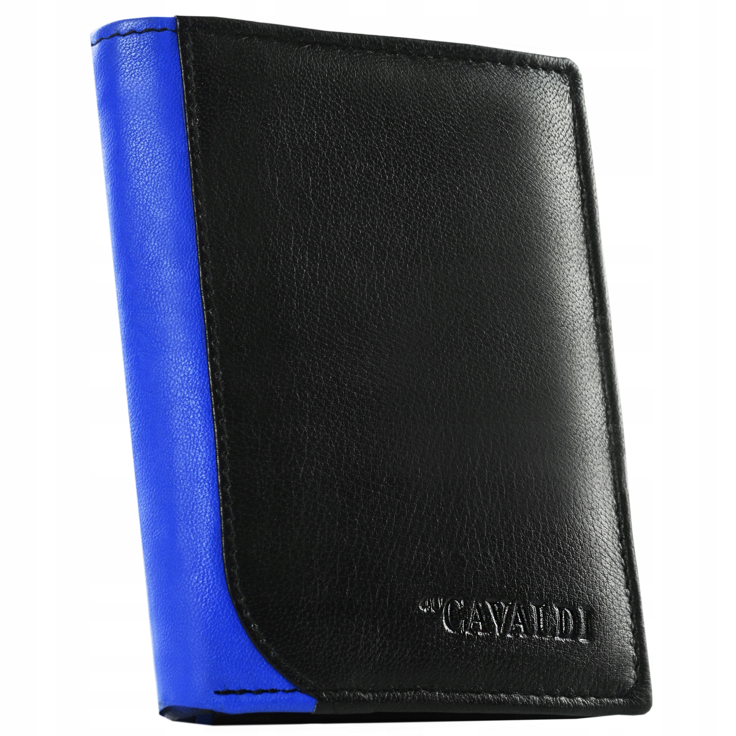 

Czarny portfel pionowy męski ze skóry Cavaldi