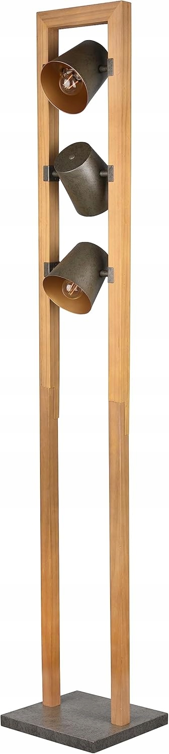 Podlahová Lampa Loft Industriálna 150 CM 3XE14 Drevo Kov