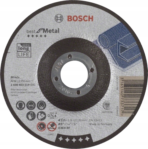 

Bosch Tarcza ścierna wygięta 125x1,5mm 22mm Metal