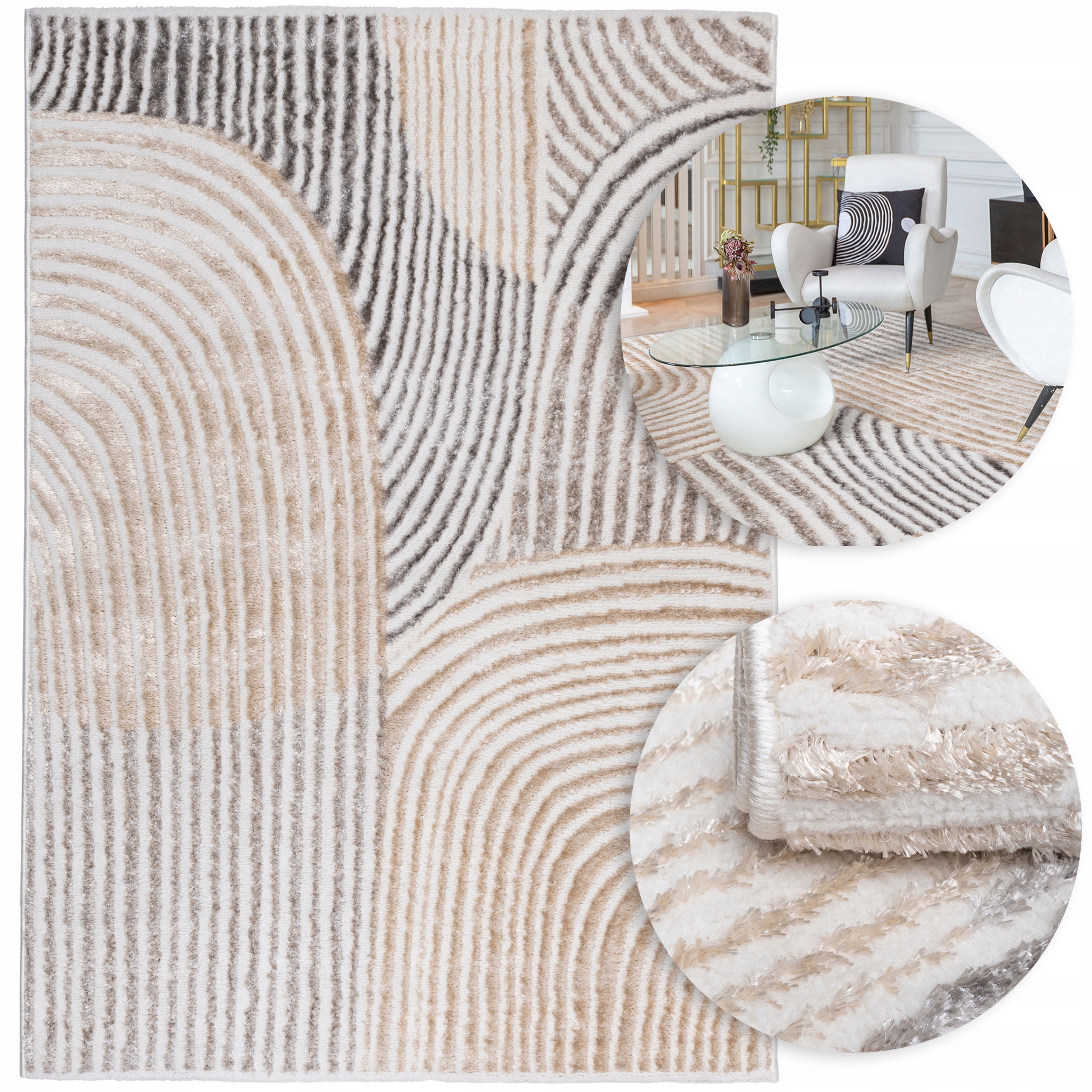 Moderný Glamour Koberec Do Obývačky Elegantný Lesklý Mäkký Trendy 120x170CM