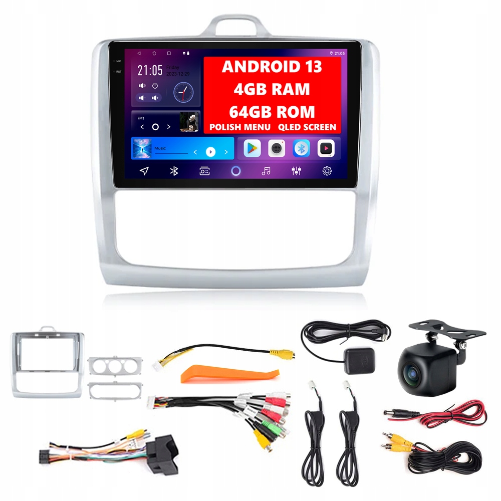 Rádio Android 13 Ford Focus MK2 2004-2011 Android Auto Carplay Bt 4GB/64GB
