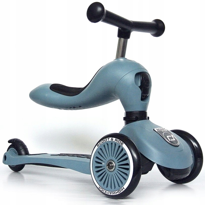 Scoot And Ride ZESTAW HULAJNOGA Jeździk 2w1 + KASK XXS-S STEEL 1+ + GRATIS Kolor Niebieski