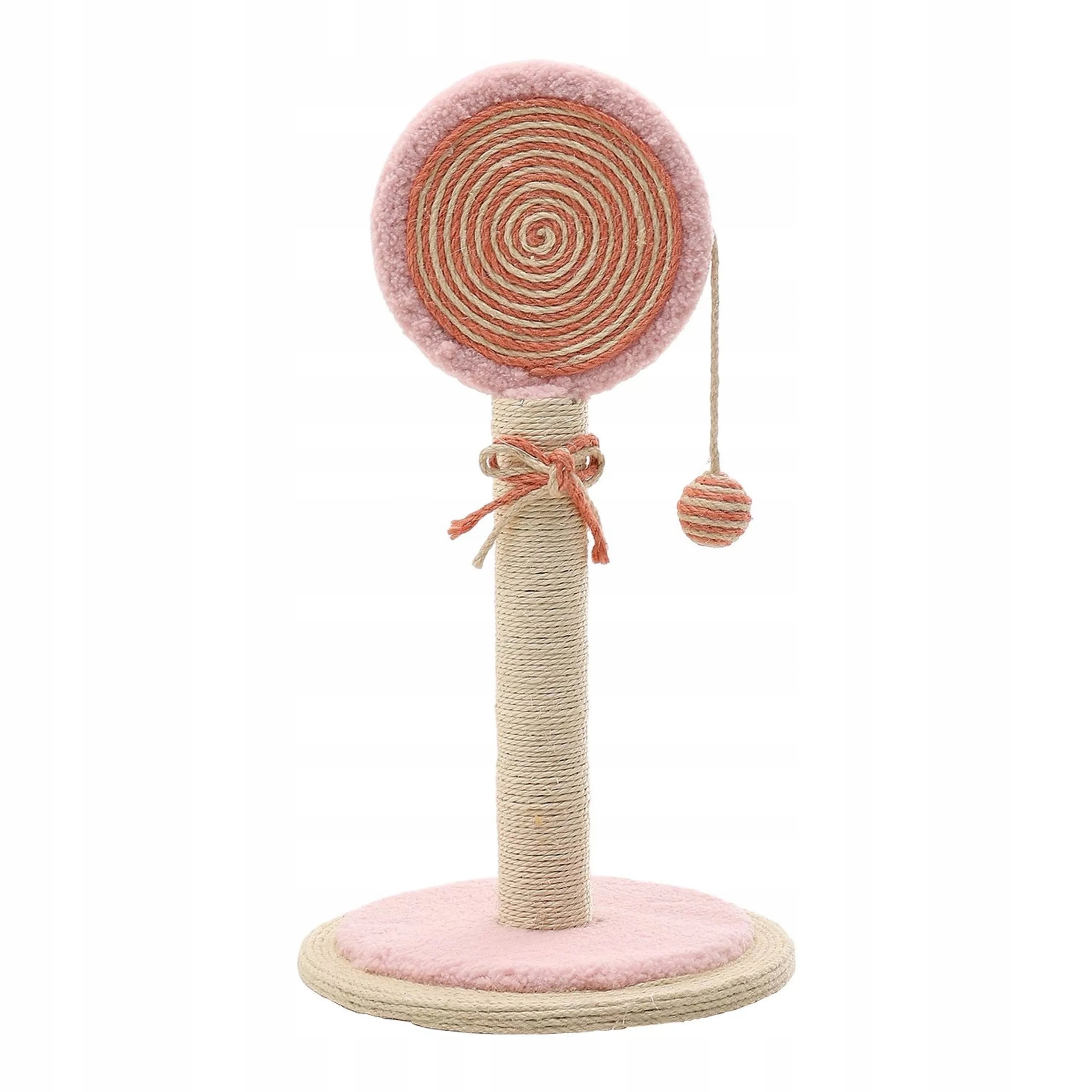 Levně Lízátko Roztomilé sisalové škrabadlo pro kočky s růžovým míčkem