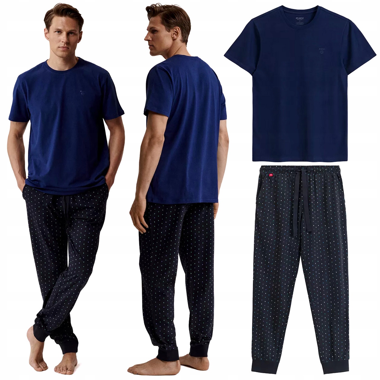 Pánské pyžamo s krátkým rukávem Atlantic , Dárek sada 100% Bavlna velikost XL