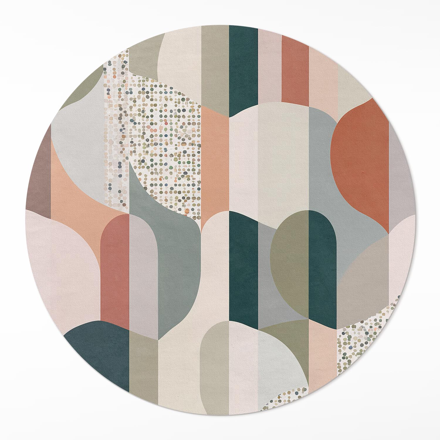 Okrúhly vinylový koberec Boho abstrakcia oblé tvary v retro štýle ⌀ 90 cm