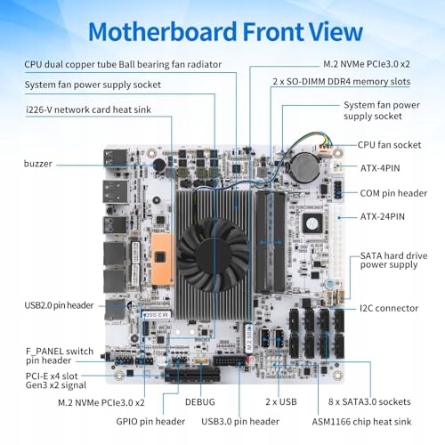 ROUAFWIT Płyta Główna NAS ITX 8 Zatok i5 8265U 2x 2.5GbE LAN 2x DDR4 — miniatura 8