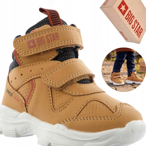Buty dziecięce Big Star II374094 miodowe camel trapery sportowe na rzepy