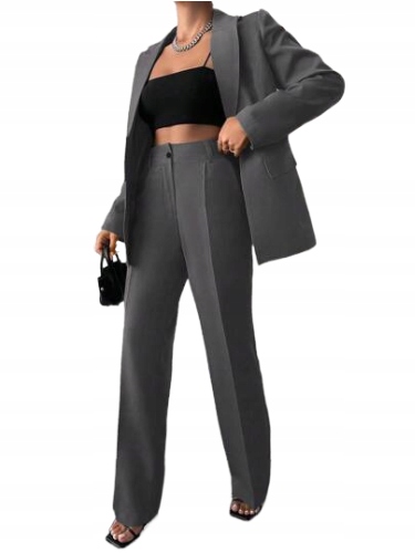 Shein Dámský Oblek Šedý Elegantní 36 Lýtkový